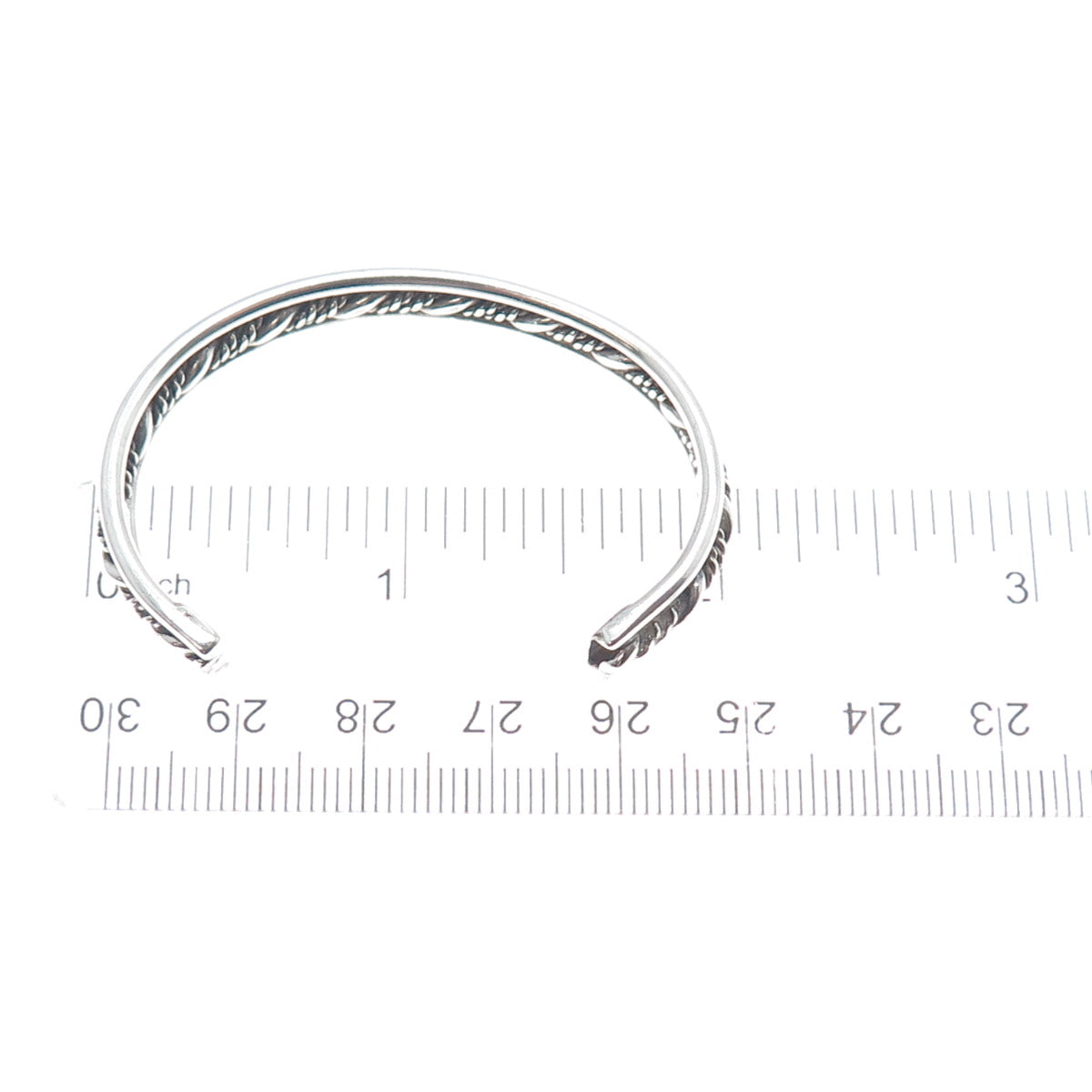 925 Sterling Silver Vintage Twisted Rope Oxidized Adjustable Cuff Bracelet 4.75"