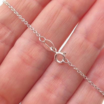 925 Sterling Silver Real Round-Cut Diamond Flame Cable Chain Necklace 18"