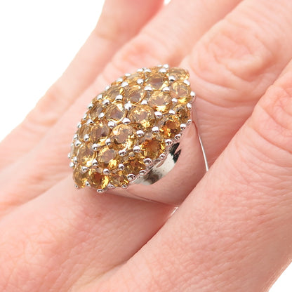 925 Sterling Silver Real Round-Cut Citrine Ring Size 6.5
