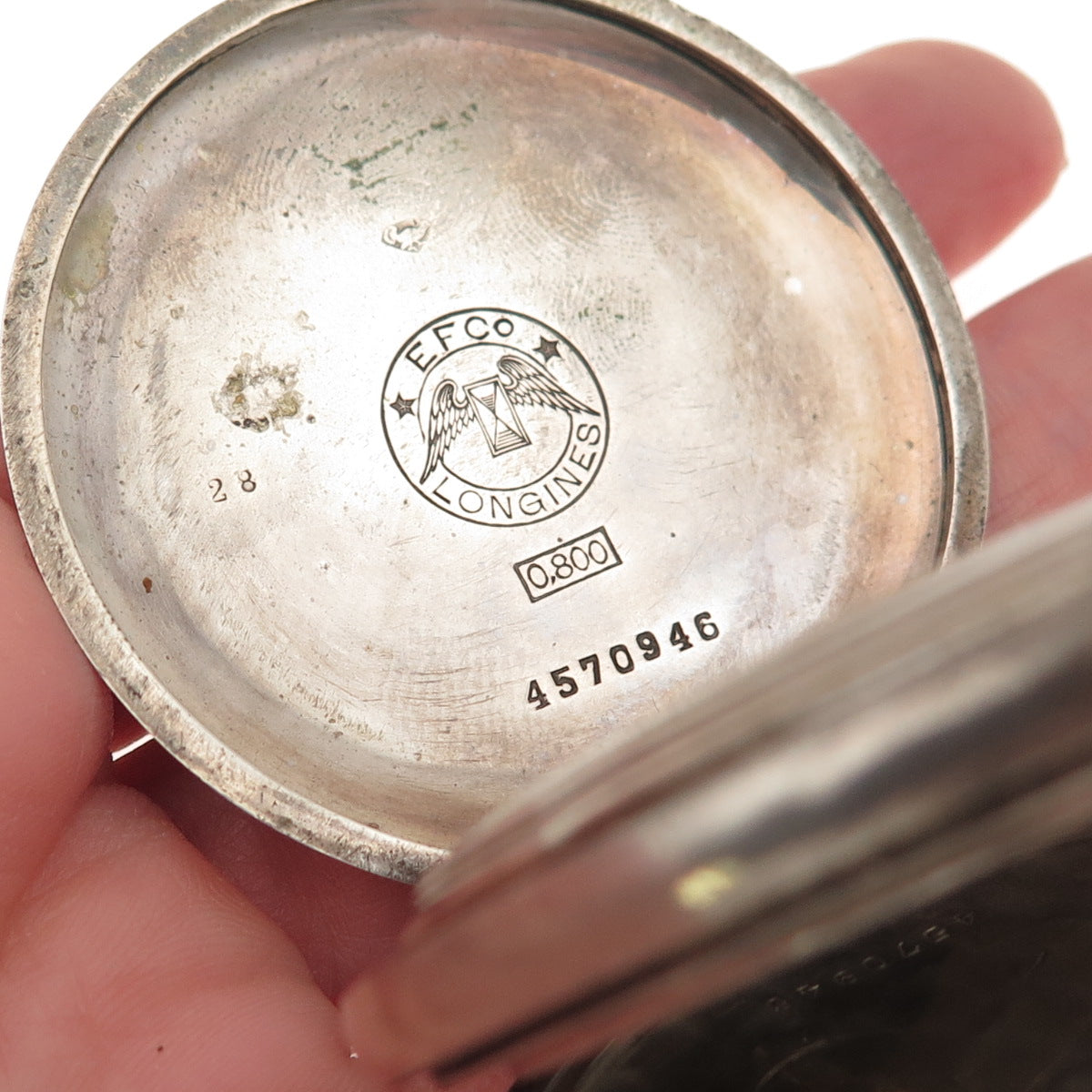 Longines 800 Silver Antique 1900s Grands Prix Pocket Watch (missing crown)