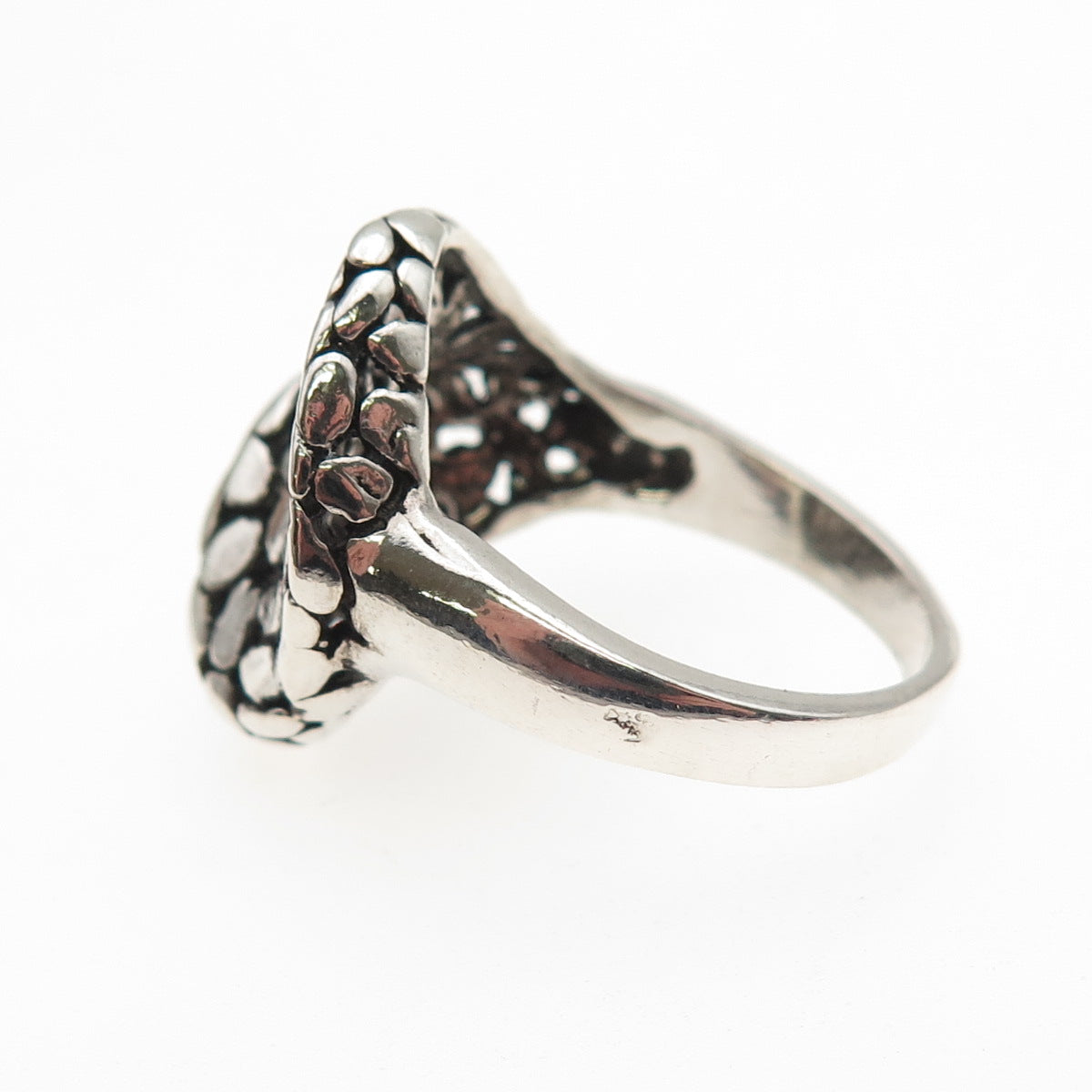 925 Sterling Silver Vintage Modernist Oxidized Ring Size 8.75
