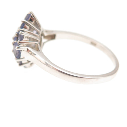 Chuck Clemency 925 Sterling Silver Real Oval & Round-Cut Tanzanite Ring Size 8