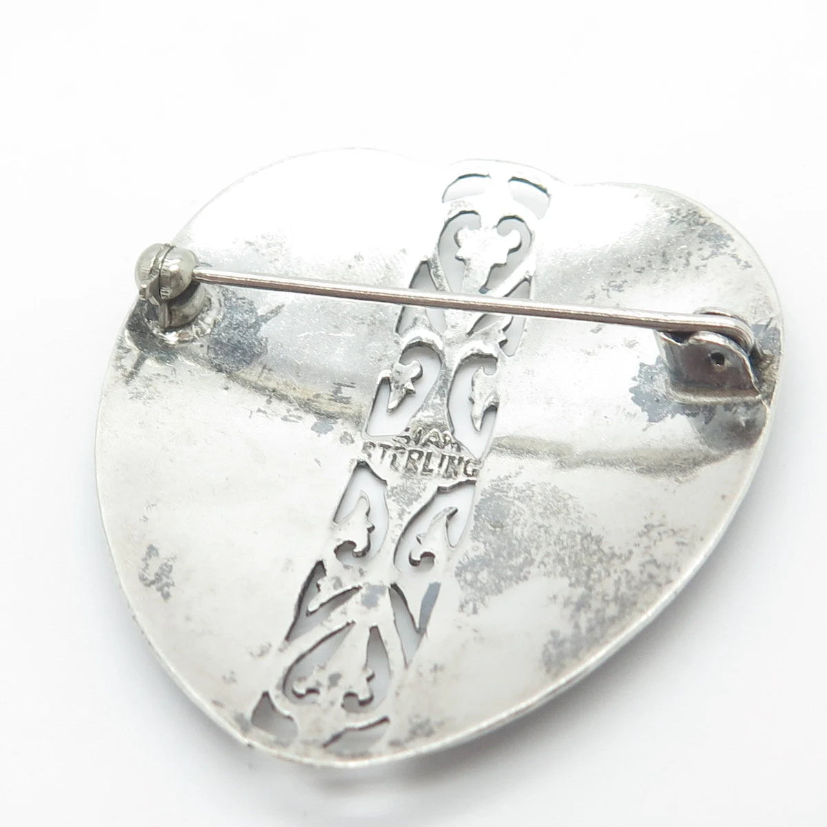 925 Sterling Silver Vintage Siam Niello Hindu Goddess Ornate Pin Brooch
