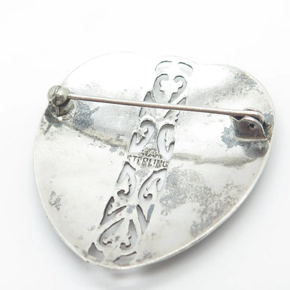925 Sterling Silver Vintage Siam Niello Hindu Goddess Ornate Pin Brooch