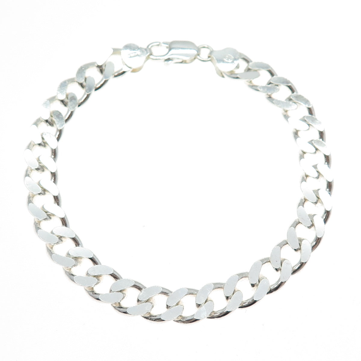 925 Sterling Silver Vintage Italy Curb Link Bracelet 9"
