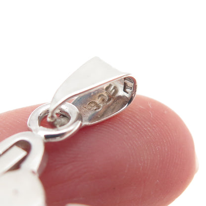 925 Sterling Silver Vintage Mexico Real Amethyst Modernist Charm Pendant