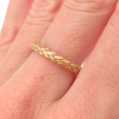 925 Sterling Silver Gold Plated Vintage Italy Braided Band Ring Size 7.75