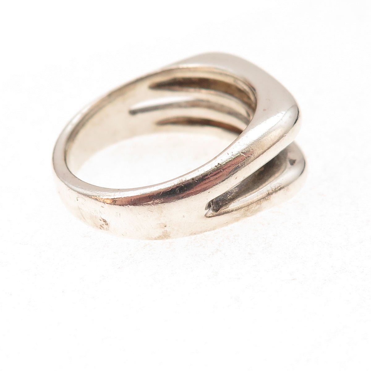 Joseph Esposito 925 Sterling Silver Vintage Modernist 2-Row Oxidized Ring Size 8