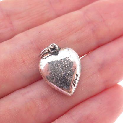 925 Sterling Silver Antique Art Deco Sweet Home Chatelaine Heart Charm Pendant
