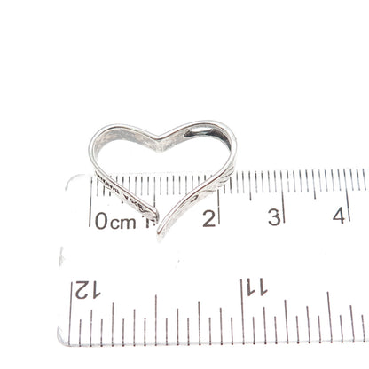 925 Sterling Silver Vintage Modernist Heart Oxidized Slide Charm Pendant