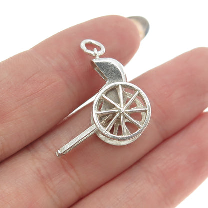 925 Sterling Silver Antique Art Deco Rickshaw Carriage 3D Pendant