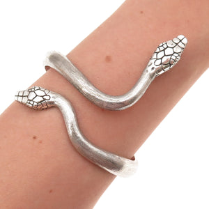 Mariella Pilato Sterling Silver Vintage Modernist Snake Oxidized Bracelet 6.5"