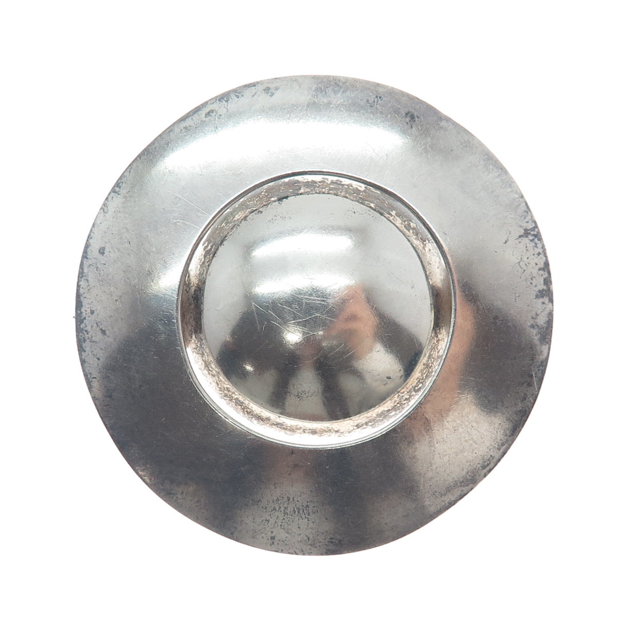 ZINA 925 Sterling Silver Vintage Modernist Disc Oxidized Pin Brooch