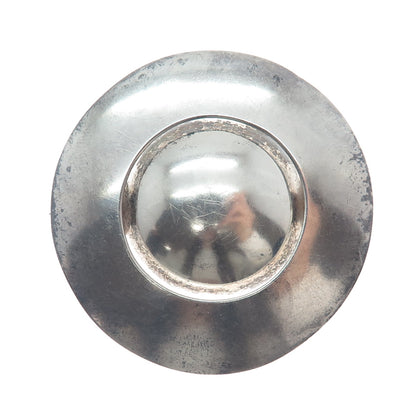 ZINA 925 Sterling Silver Vintage Modernist Disc Oxidized Pin Brooch