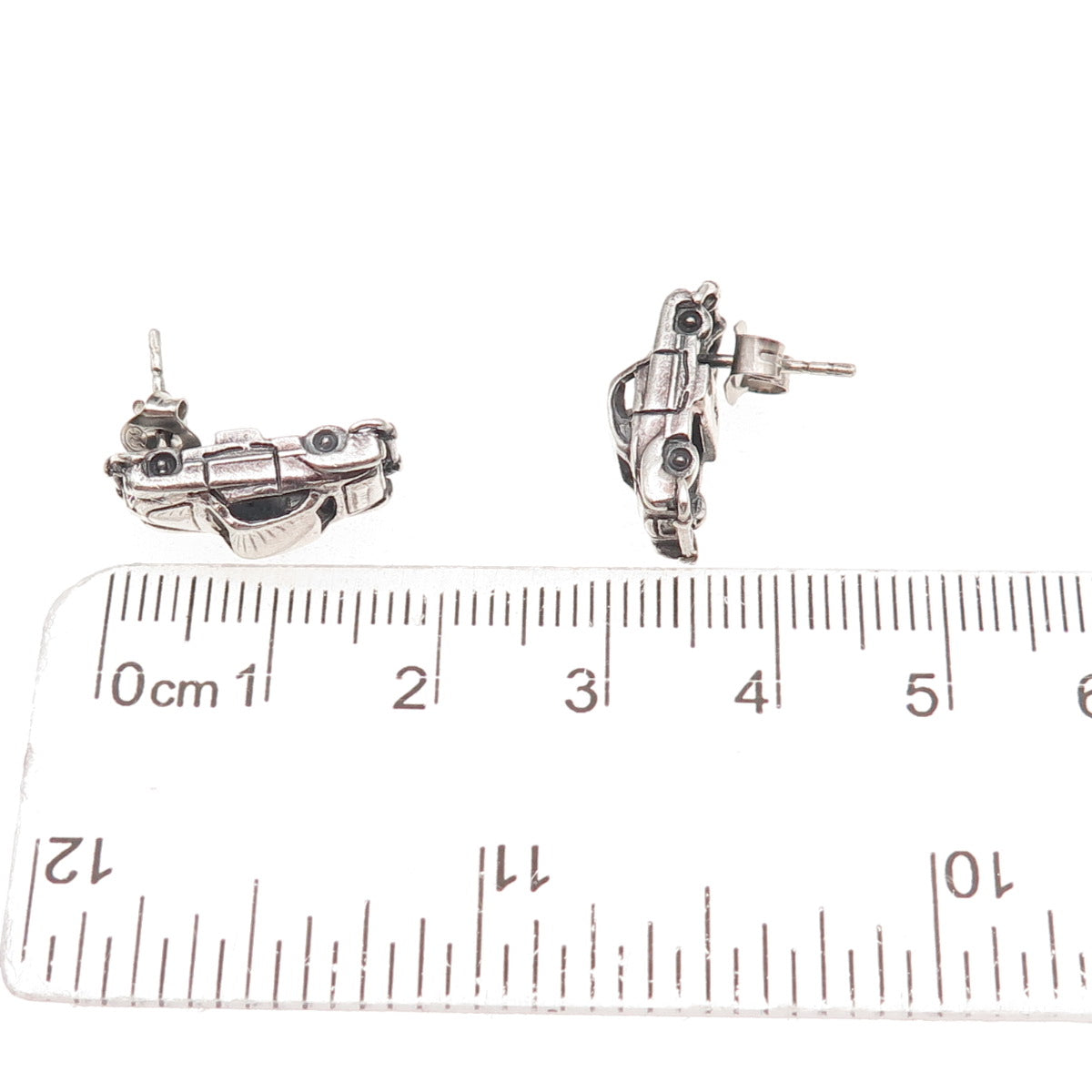925 Sterling Silver Vintage Retro Car Oxidized Earrings