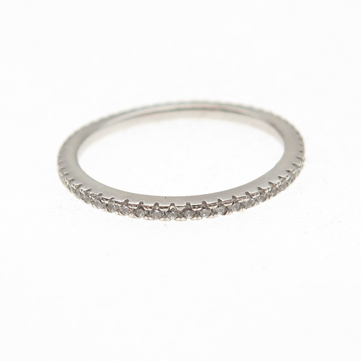 925 Sterling Silver Round-Cut C Z Eternity Stackable Band Ring Size 6.75