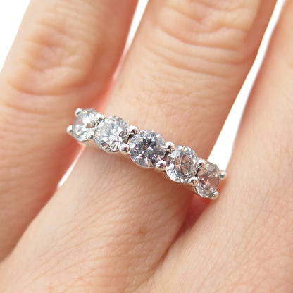 ROSS SIMONS 925 Sterling Silver Round-Cut C Z Half Eternity Ring Size 6.25