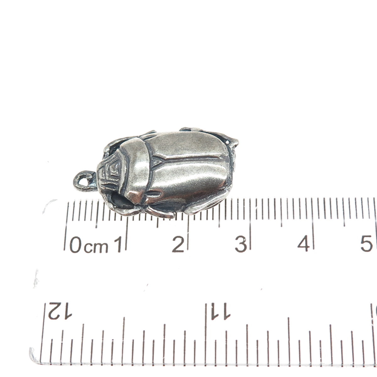 925 Sterling Silver Vintage Egyptian Scarab Oxidized Charm Pendant