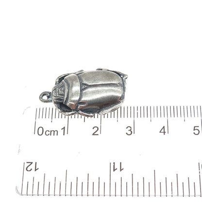 925 Sterling Silver Vintage Egyptian Scarab Oxidized Charm Pendant