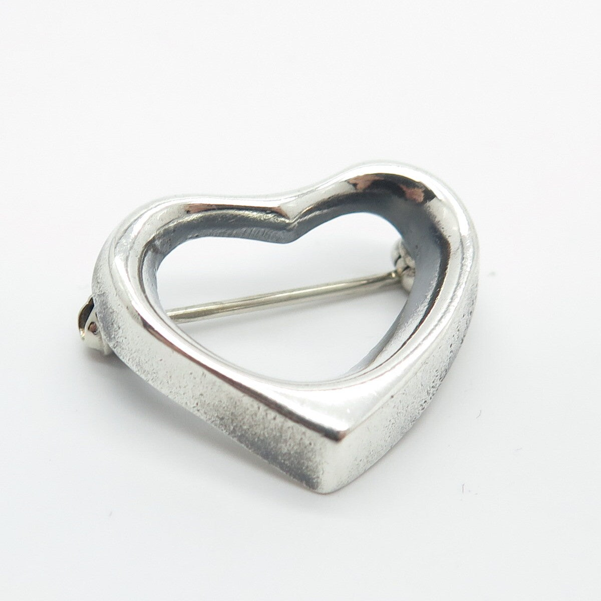 925 Sterling Silver Vintage Mexico Open Heart Pin Brooch