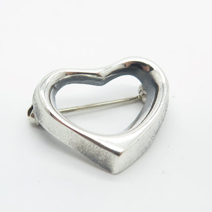 925 Sterling Silver Vintage Mexico Open Heart Pin Brooch