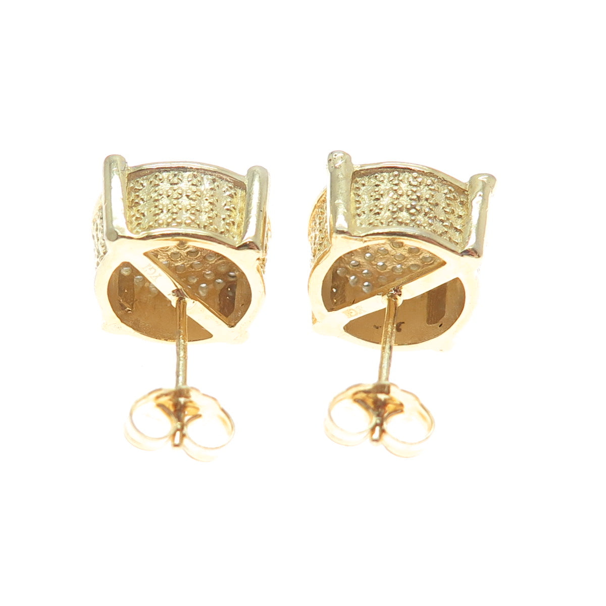 925 Sterling Silver Gold Plated Round-Cut C Z Sparkle Stud Earrings