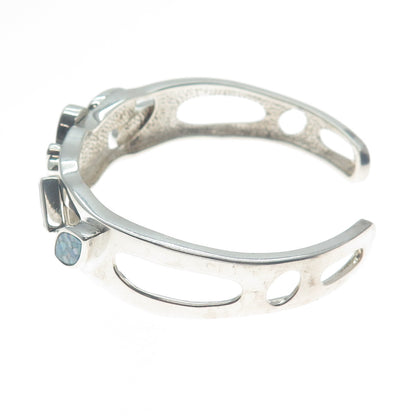 WHITNEY KELLY Sterling Silver Vintage Real Opal Inlay Adjustable Bracelet 6.75"