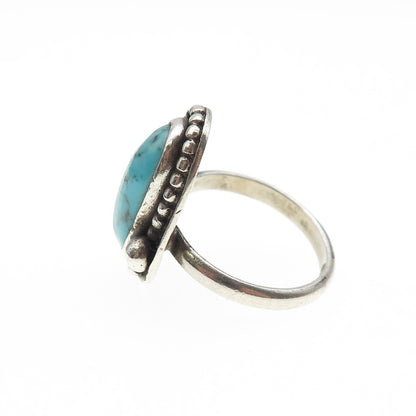 Old Pawn 925 Sterling Silver Vintage Southwestern Tyrone Turquoise Ring Size 7.5