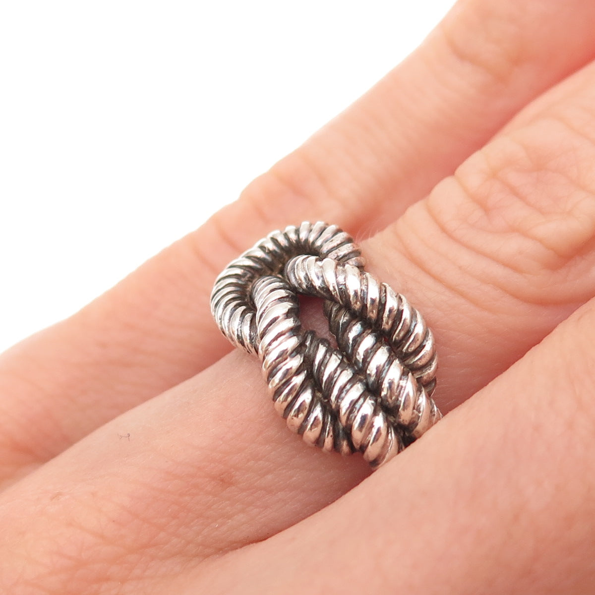 925 Sterling Silver Vintage Love Knot Oxidized Ring Size 5