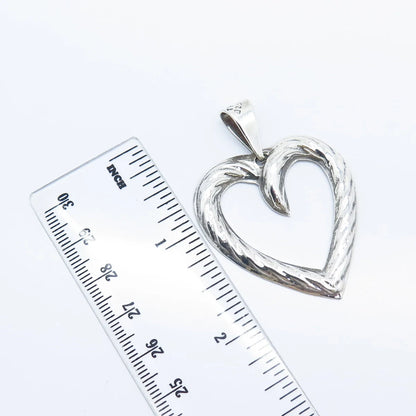 925 Sterling Silver Vintage Mexico Open Heart Pendant