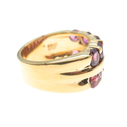 M.R.F. RESOURCES LTD. 925 Sterling Silver Gold Plated Real Amethyst Ring Size 6