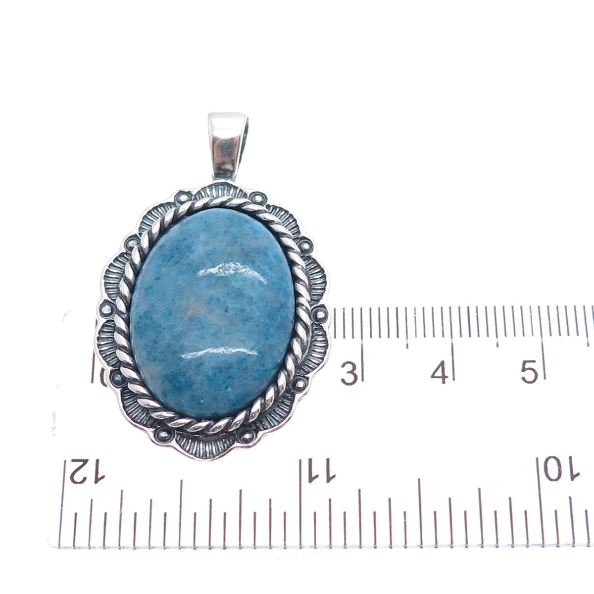 CAROLYN POLLACK 925 Sterling Silver Vintage Real Denim Lapis Charm Pendant