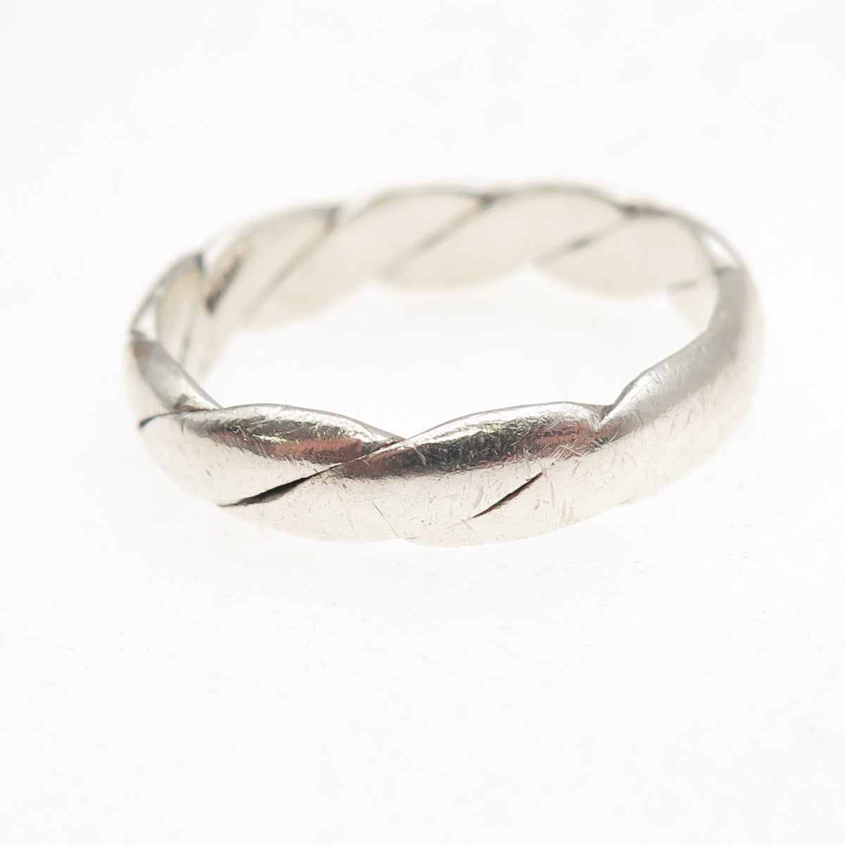 Charles Winston 925 Sterling Silver Vintage Oxidized Twisted Band Ring Size 10