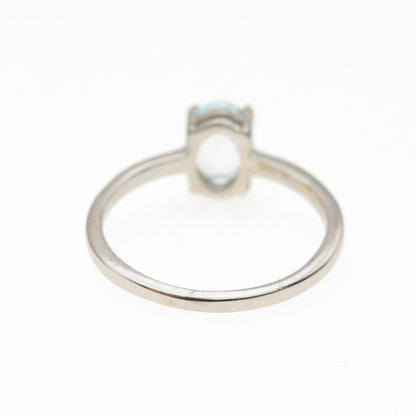 DAZZLERS 925 Sterling Silver Real Oval-Cut Blue Topaz Ring Size 6