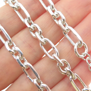 925 Sterling Silver Vintage Oval Figaro Chain Necklace 16-18"