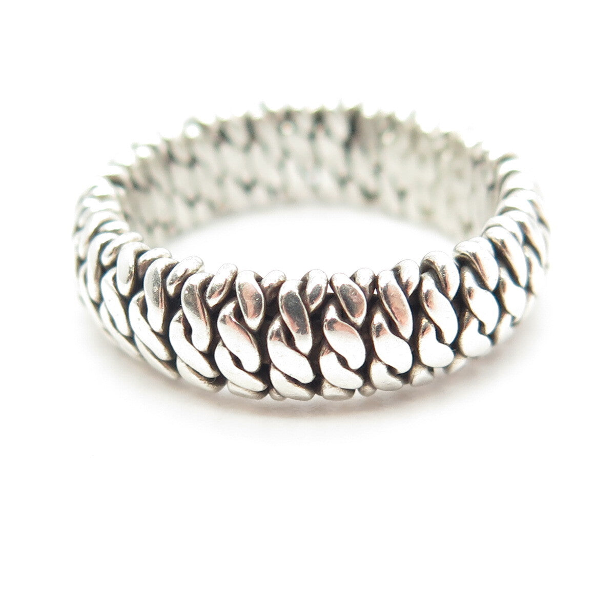 925 Sterling Silver Vintage Woven Rope Band Ring Size 8.75