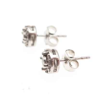 925 Sterling Silver Real Round-Cut Diamond Stud Earrings