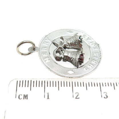 TOWN & COUNTRY 925 Sterling Silver Vintage Rhinestone Merry Christmas Pendant