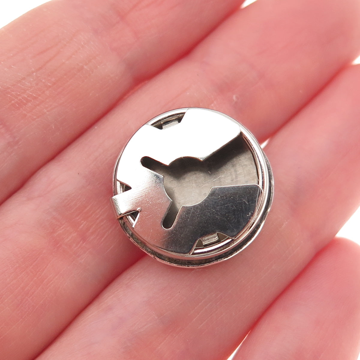 Old Pawn 925 Sterling Silver Vintage Southwestern Concho Tribal Clip Button