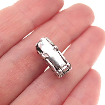 925 Sterling Silver Vintage London Double Decker Bus 3D Mini Open Cham Pendant