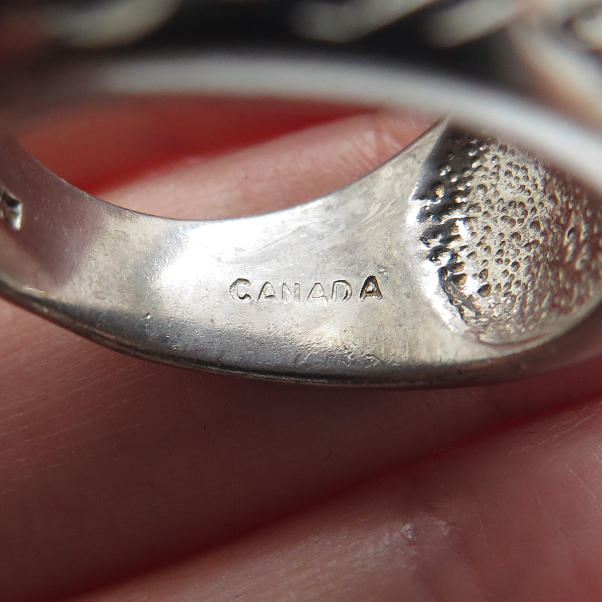 CHATEAU D'ARGENT 925 Sterling Silver Vintage Diamond-Cut Oxidized Ring Size 7
