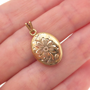 Gold Filled Vintage Floral Locket Charm Pendant