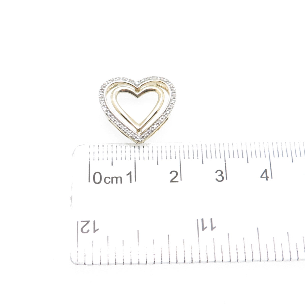 SK9 Allure Gems 925 Sterling Gold Plated Real Diamond Heart Mini Slide Pendant