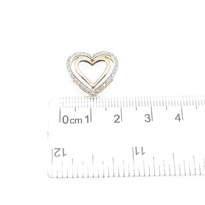 SK9 Allure Gems 925 Sterling Gold Plated Real Diamond Heart Mini Slide Pendant