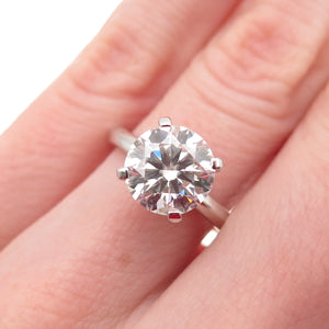 925 Sterling Silver Real Round-Cut Moissanite Engagement Ring Size 6