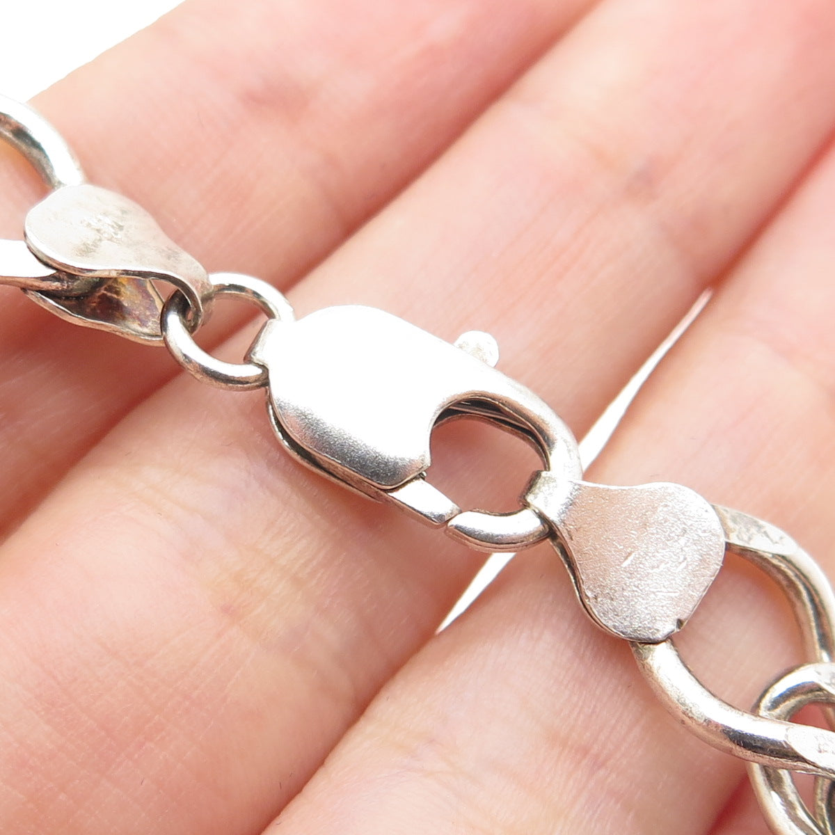 925 Sterling Silver Vintage Italy Double Rhombus Curb Link Bracelet 7.25"