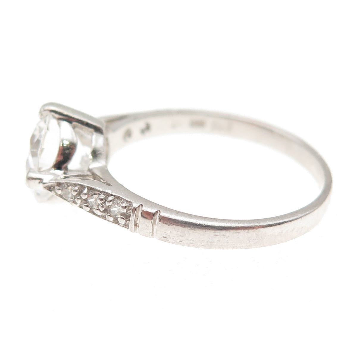 925 Sterling Silver Round-Cut C Z Engagement Ring Size 10