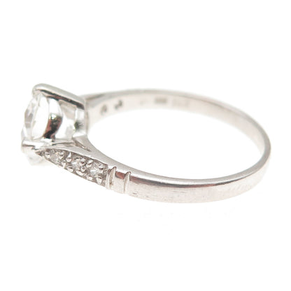 925 Sterling Silver Round-Cut C Z Engagement Ring Size 10