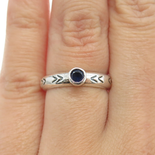 925 Sterling Silver Vintage Real Iolite Southwestern Adjustable Ring Size 6