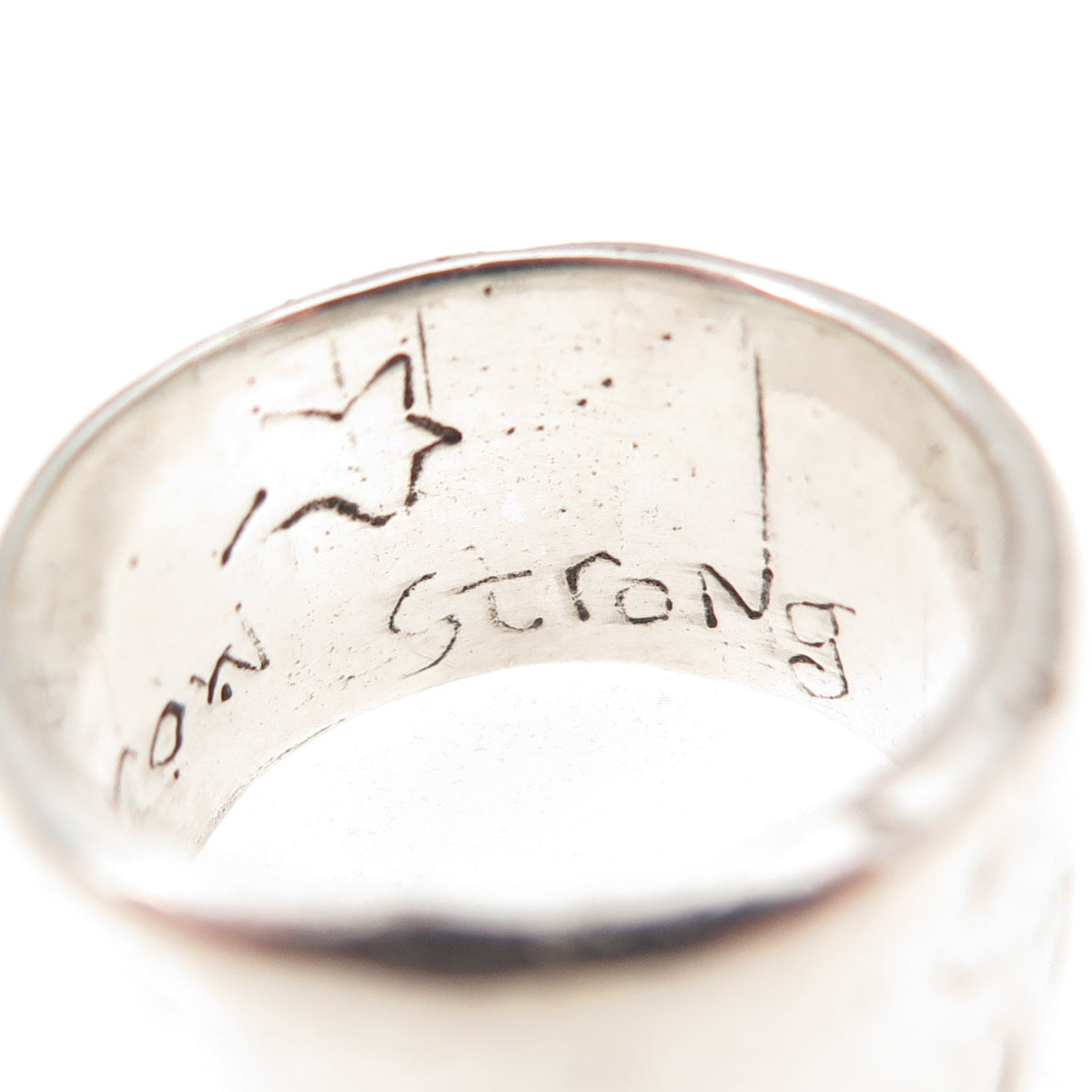 Jes Maharry 925 Sterling Silver Vintage Grow Strong Wide Band Ring Size 9.25